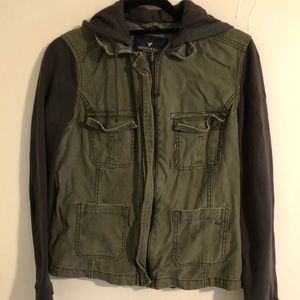 Women’s American Eagle Utility/Hoodie, size Medium, Army Green Charcoal Gray